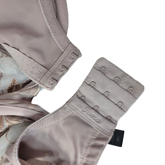 Soma Underwire Full Coverage Sheer Bra Cream Tan 42C Embroidered Unlined Lace - Picture 8 of 12